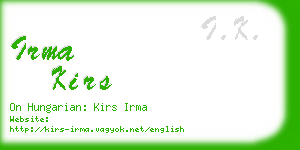 irma kirs business card